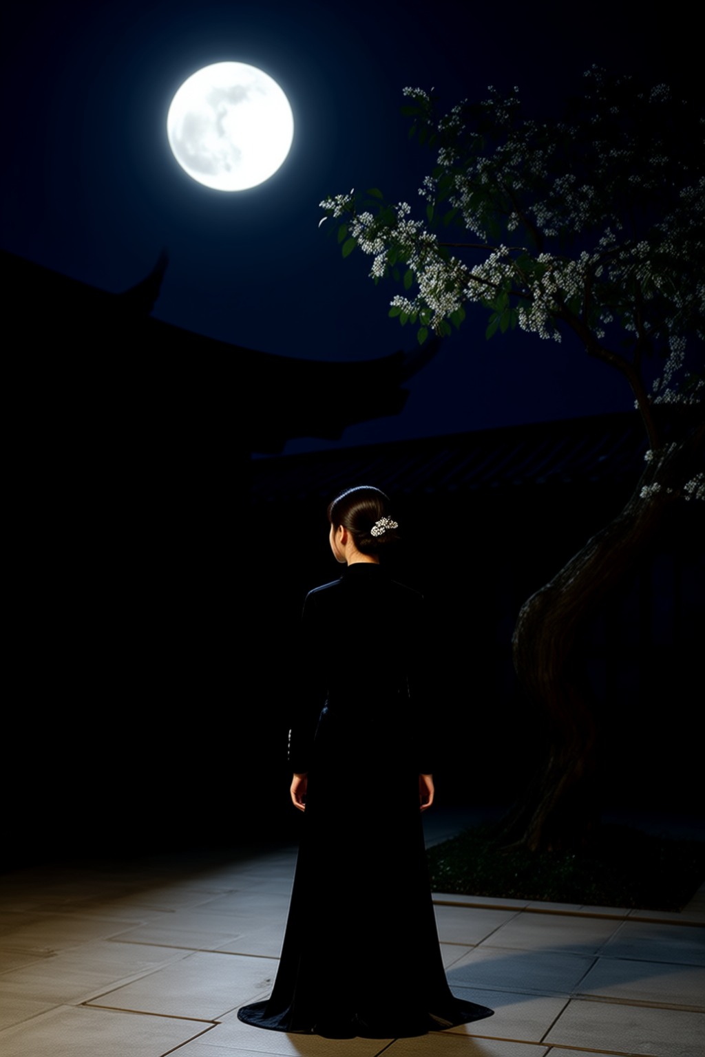 桂下望月·月光如霜(AI生成)