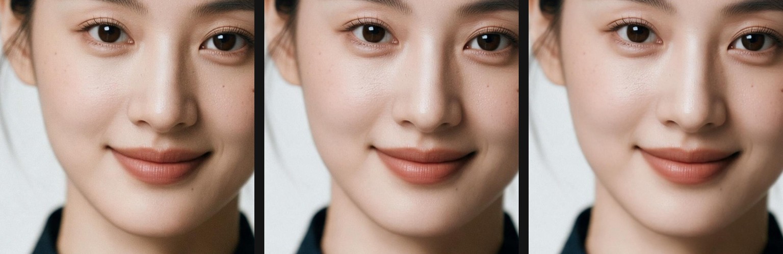 一张脸的三回对照·原修磨(AI生成)