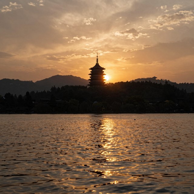 雷峰夕照·金路一条(AI生成)