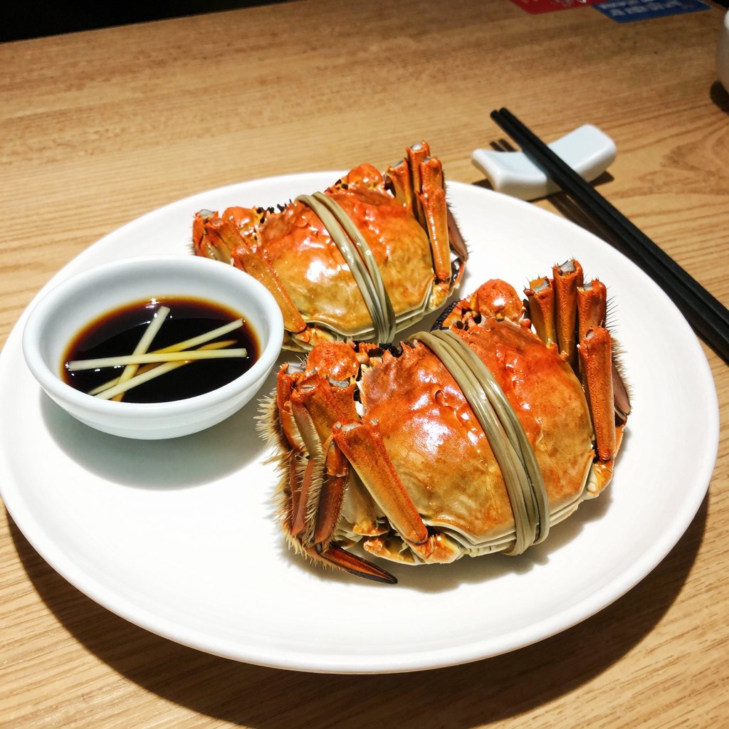 两只蟹,一碟黑醋姜丝(AI生成)